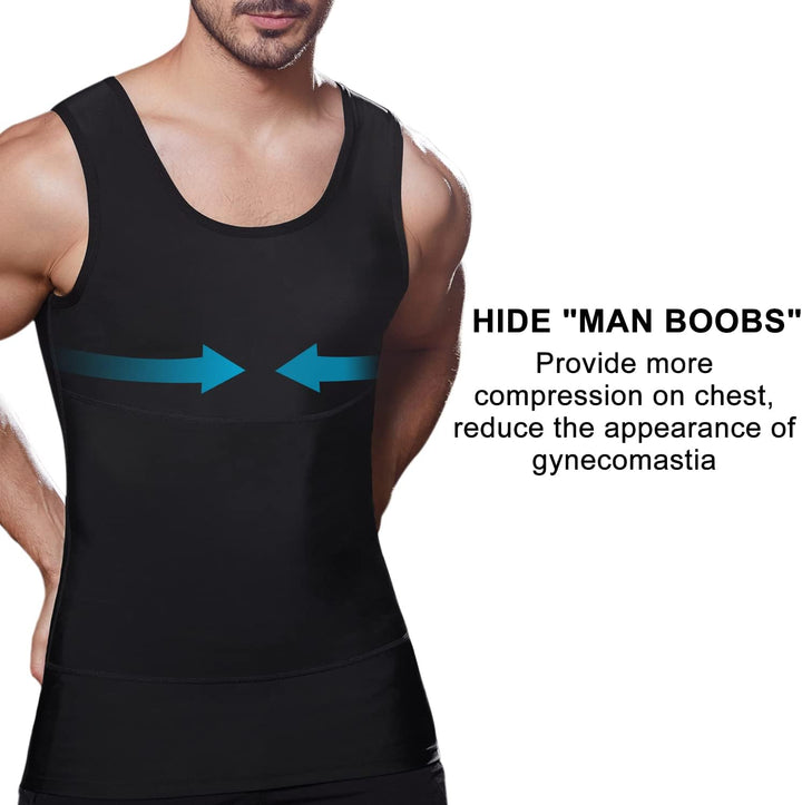 Lgtfy Herren Bauchweg-Unterhemden, figurformende Weste, Gynäkomastie-Kompressions-Shirts, Bauchkontr