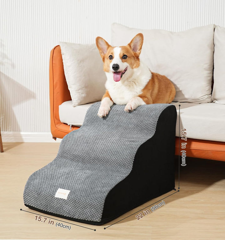 Hundetreppe 40CM für Kleine Hunde,wasserdichte Waschbar Hundetreppe 3 Stufen, sanft abfallende Haust