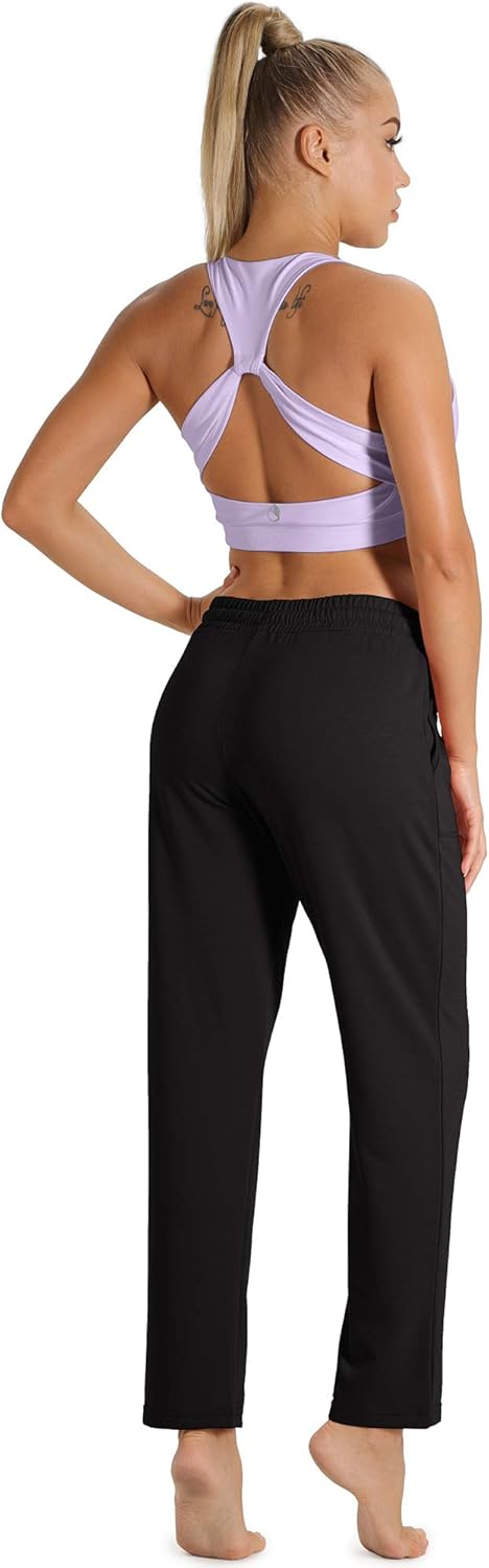 icyzone Damen Jogginghose Sweathose Lang Sporthose Freizeithose geradem Bein Hose mit Tunnelzug M Sc