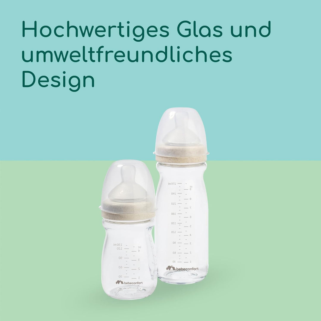 Bebeconfort Physio Air Care Glasflaschenset, Anti Colic Babyflaschen Glas, Für Neugeborene, Ab 0 Mon