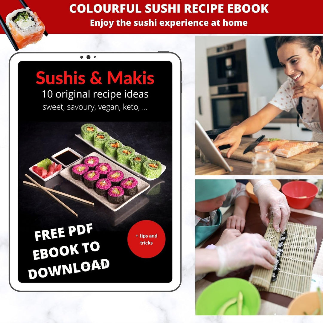 lisigoo Sushi maki maker Komplettset - Maki Maker Set - Maki Maker Set - Koffer mit Bambusmatte, Jap