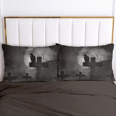 Luowei Gothic Bettwäsche 155x220 3 teilig Skull Halloween Bettbezug Set Weiche Microfaser Bettwäsche