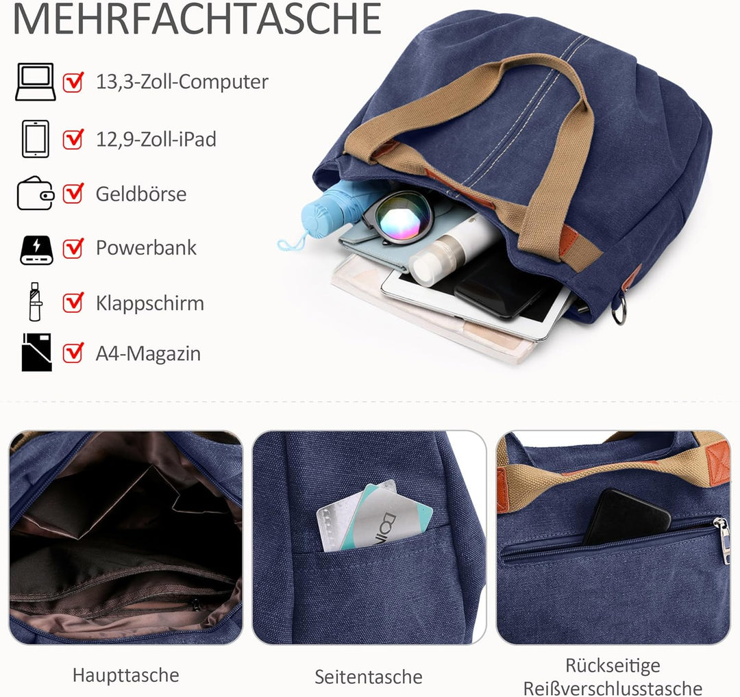 DIRRONA Casual Damen Segeltuch Umhängetasche Gross Kapazität Handtasche Reise Schultertasche Multifu