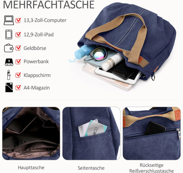 DIRRONA Casual Damen Segeltuch Umhängetasche Gross Kapazität Handtasche Reise Schultertasche Multifu