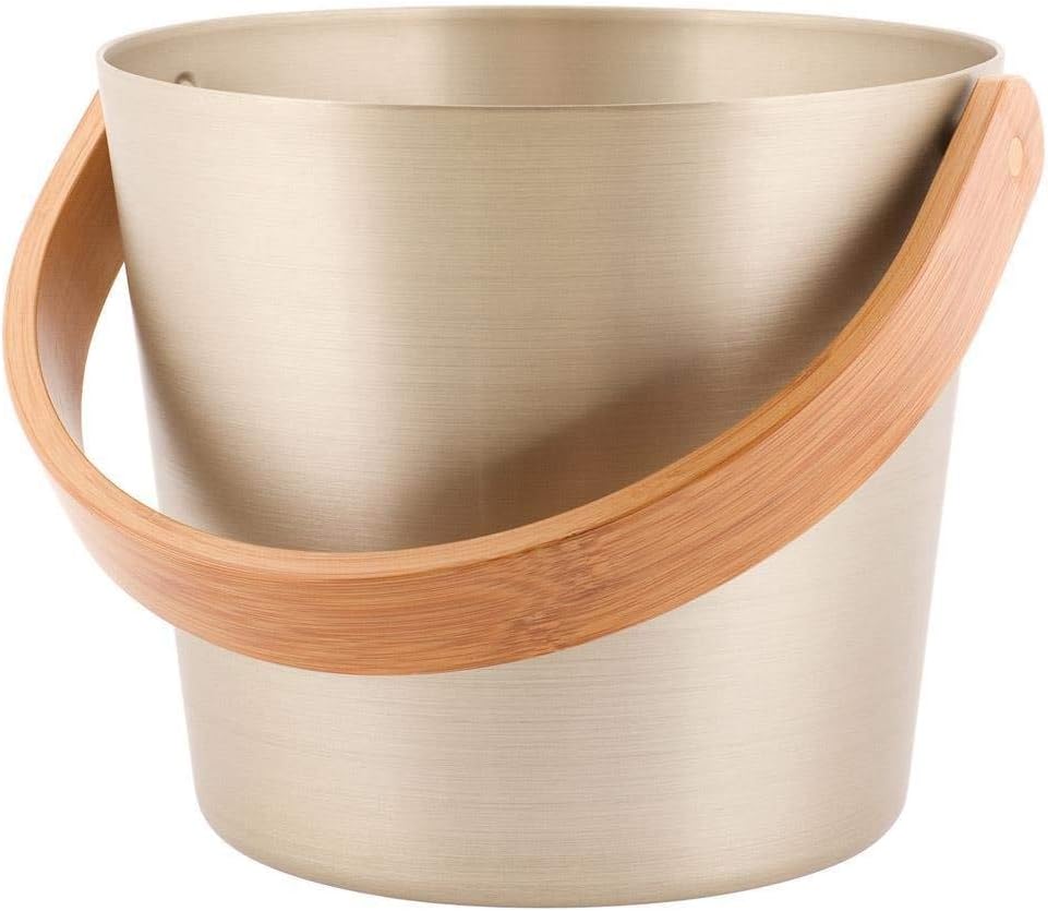Rento - Saunaeimer - Aluminium mit Bambushenkel - Champagner - 5 Liter