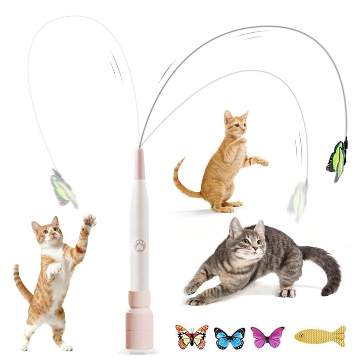 Interaktives Katzenspielzeug Schmetterling mit Saugnapf, Elektrisches Schmetterlings Spielzeug für K