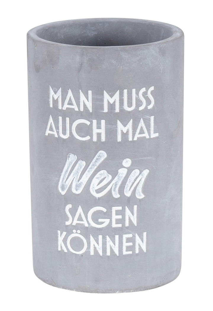 levandeo Weinkühler H21cm Beton Grau Flaschenkühler Spruch Wein Sektkühler Tischdeko Candlelight Din