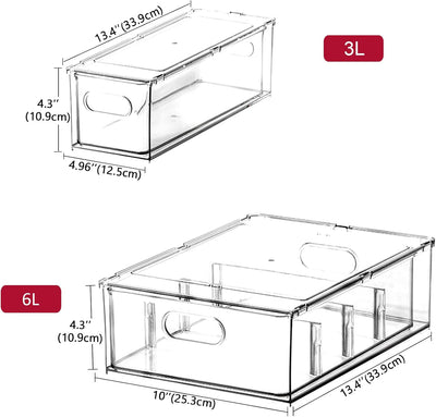 Greentainer Kühlschrank Organizer schublade Set mit Griff, 3er Stapelbare Küche Aufbewahrungsbox mit