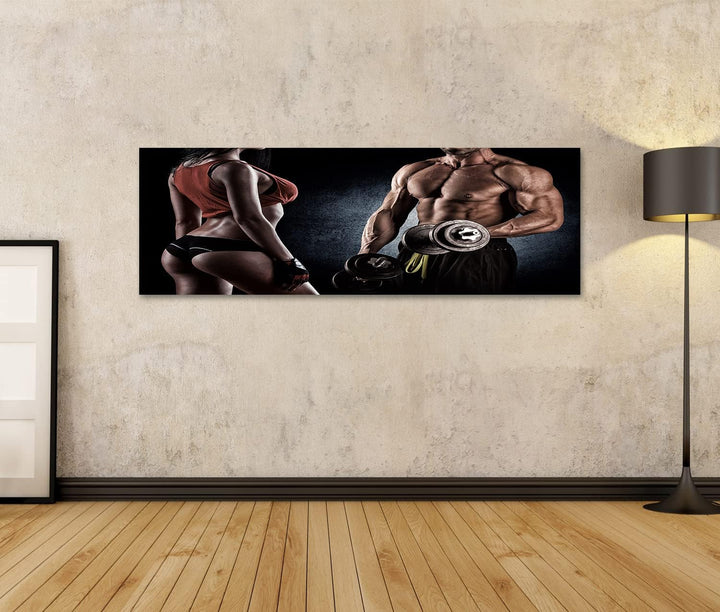 islandburner Bild auf Leinwand Gym Muskulöser Junger Mann Training Mit Hanteln Bilder Wandbilder Pos