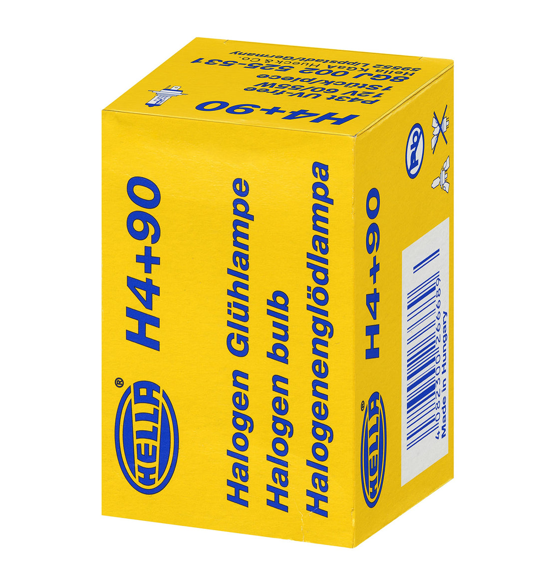 HELLA - Glühlampe - H4 - PowerLight - 12V - 60/55W - Sockelausführung: P43t-38 - +90 - 8GJ 002 525-5