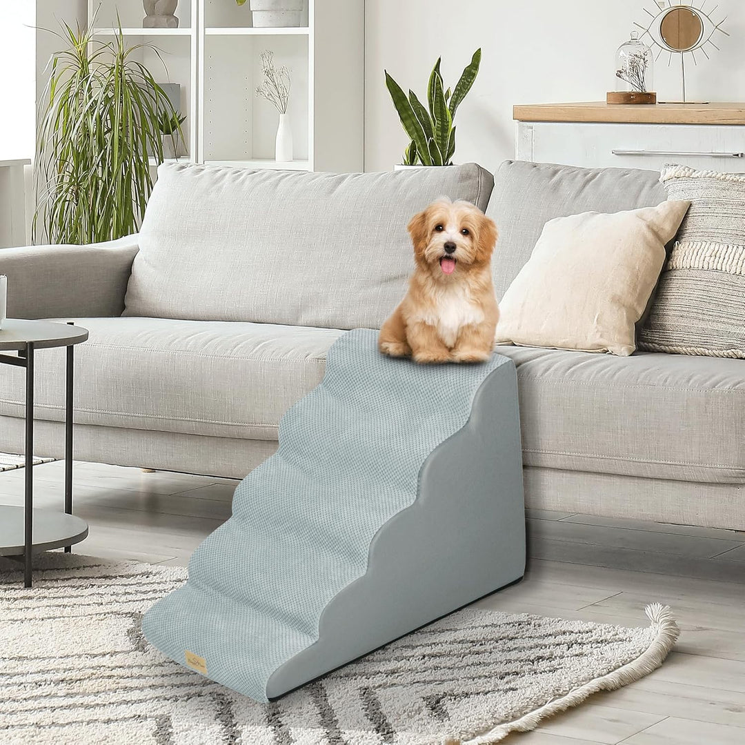 BingoPaw Haustiertreppe Hundetreppe 5 Stufen: Hundetreppe 56 cm Hoch Hunderampe für Bett und Sofa, B