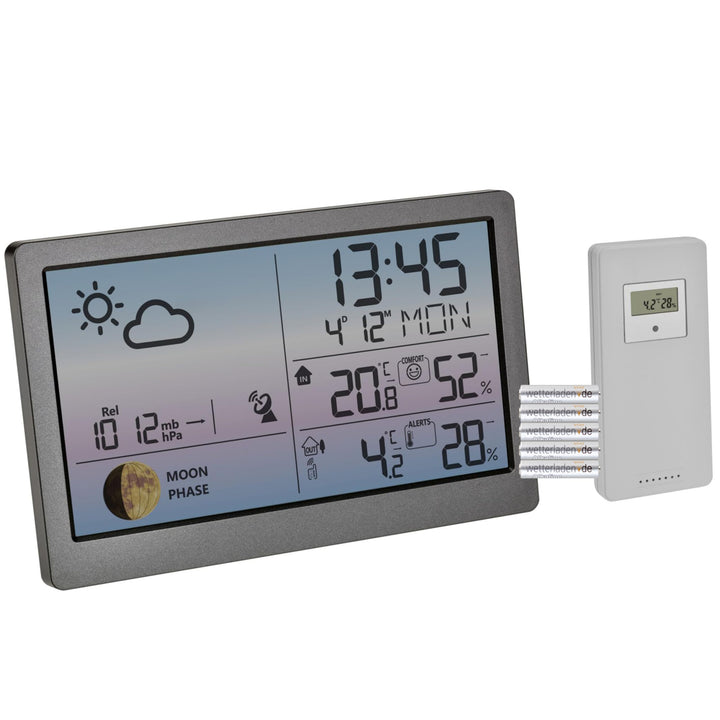 TFA-Dostmann Funk-Wetterstation LUNA SKY TFA 35.1169.10 Wettervorhersage mit Symbolen und Wettertend