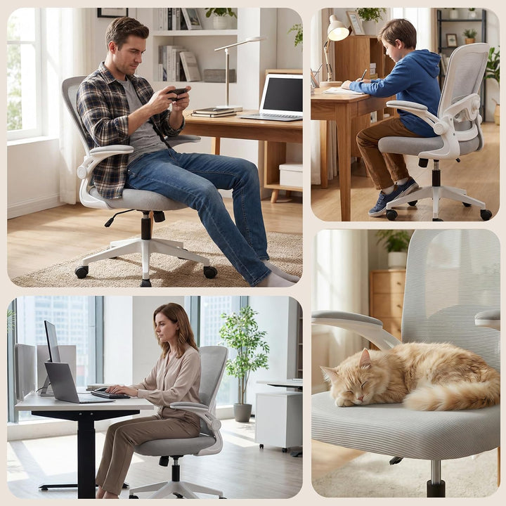 Bürostuhl Ergonomisch mit 4D Verstellbarer Lordosenstütze und Atmungsaktivem Mesh, Ergonomischer Sch