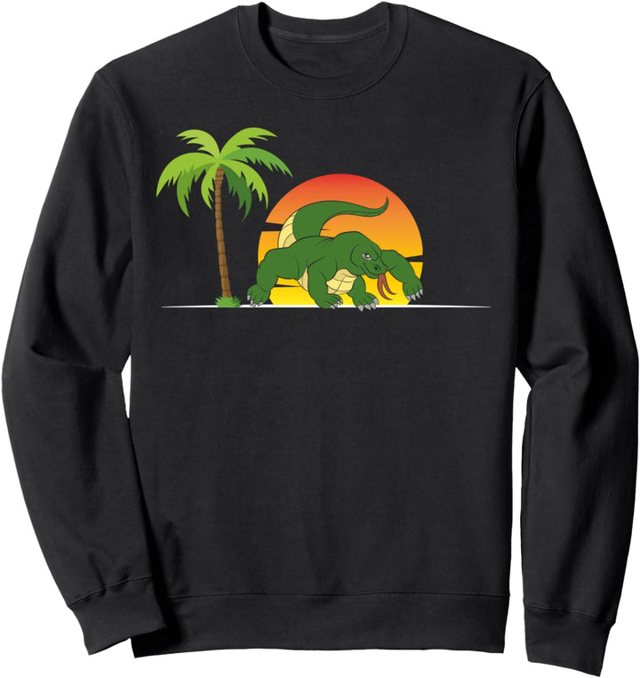 Indonesien Echse Reptil Palmen Sonnenuntergang Komodowaran Sweatshirt
