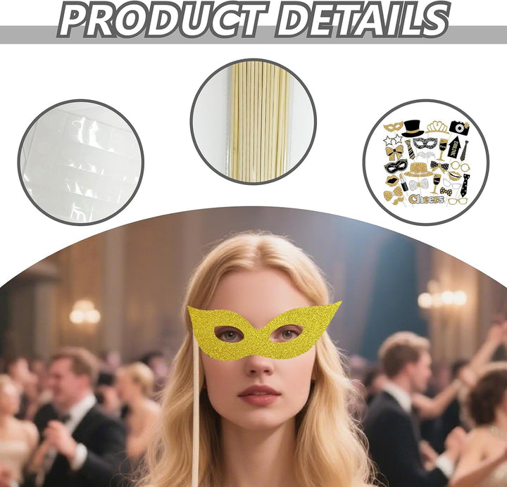 Fotobox Accessoires 86 Stück Party Dekoration Set mit Perücken Aufblasbarem Musikparty Zubehör Foto