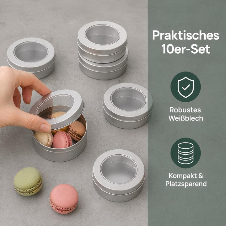 PRETYZOOM 10 StüCk PläTzchendosen Aus WeissBlech Kleine Blechdosen Mit Deckel Runde Aufbewahrungsbox