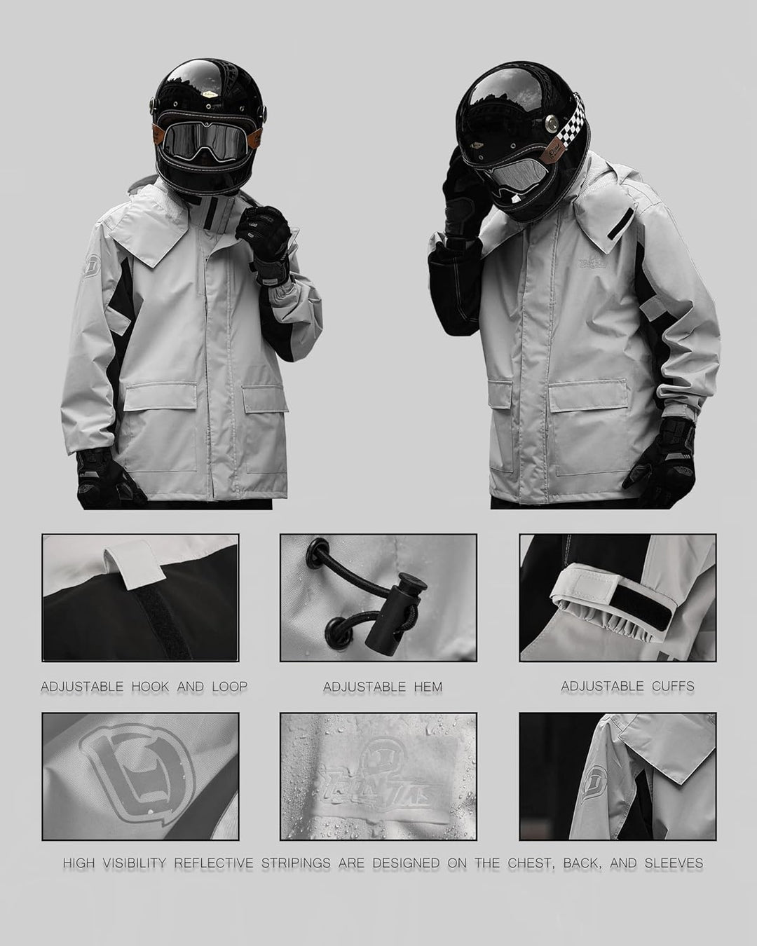 IRON JIA’S Regenanzug Herren Motorrad Regenjacke Wasserdichter Winddicht Atmungsaktiver Reflektieren