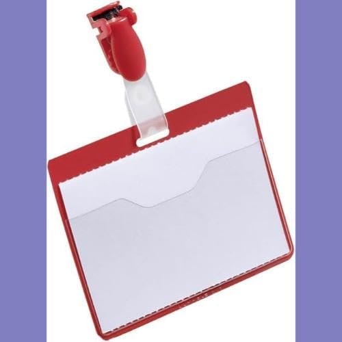 Durable Namensschild (mit Clip, 60 x 90 mm, Kunststoff) Packung à 25 Stück, rot, 810603, rot