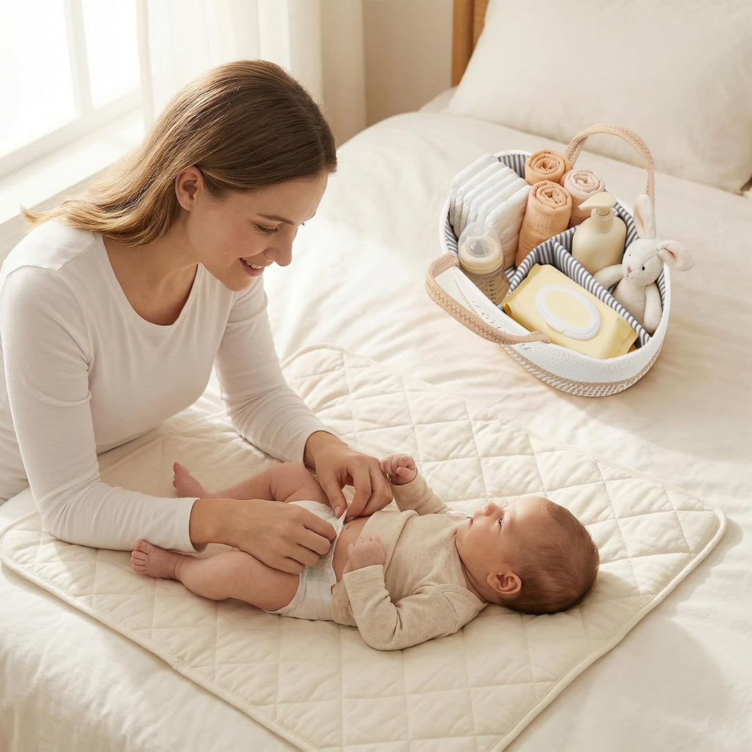 Klapptisch Organizer, Baby Organizer Korb, Klapptisch Aufbewahrungskorb, Windel Caddy mit Türgriff,