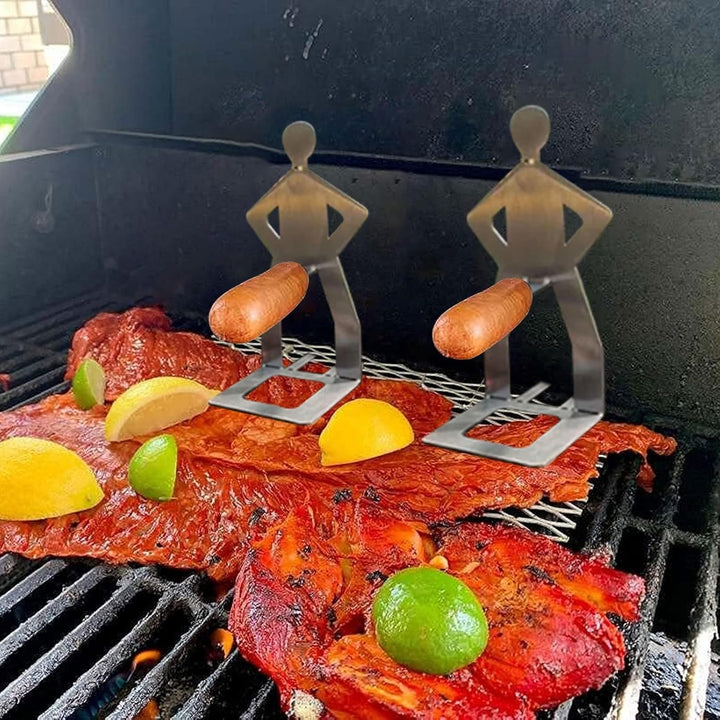 Glassteine Kinder Lustige Hot Dog Wurst Ständer BBQ Grill Rack Edelstahl Bräter Rack Stehen BBQ Werk