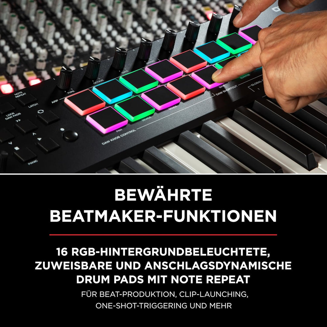 M-Audio Oxygen Pro 61 – 61-Tasten USB MIDI Keyboard Controller mit Beat Pads, MIDI-zuweisbaren Regle