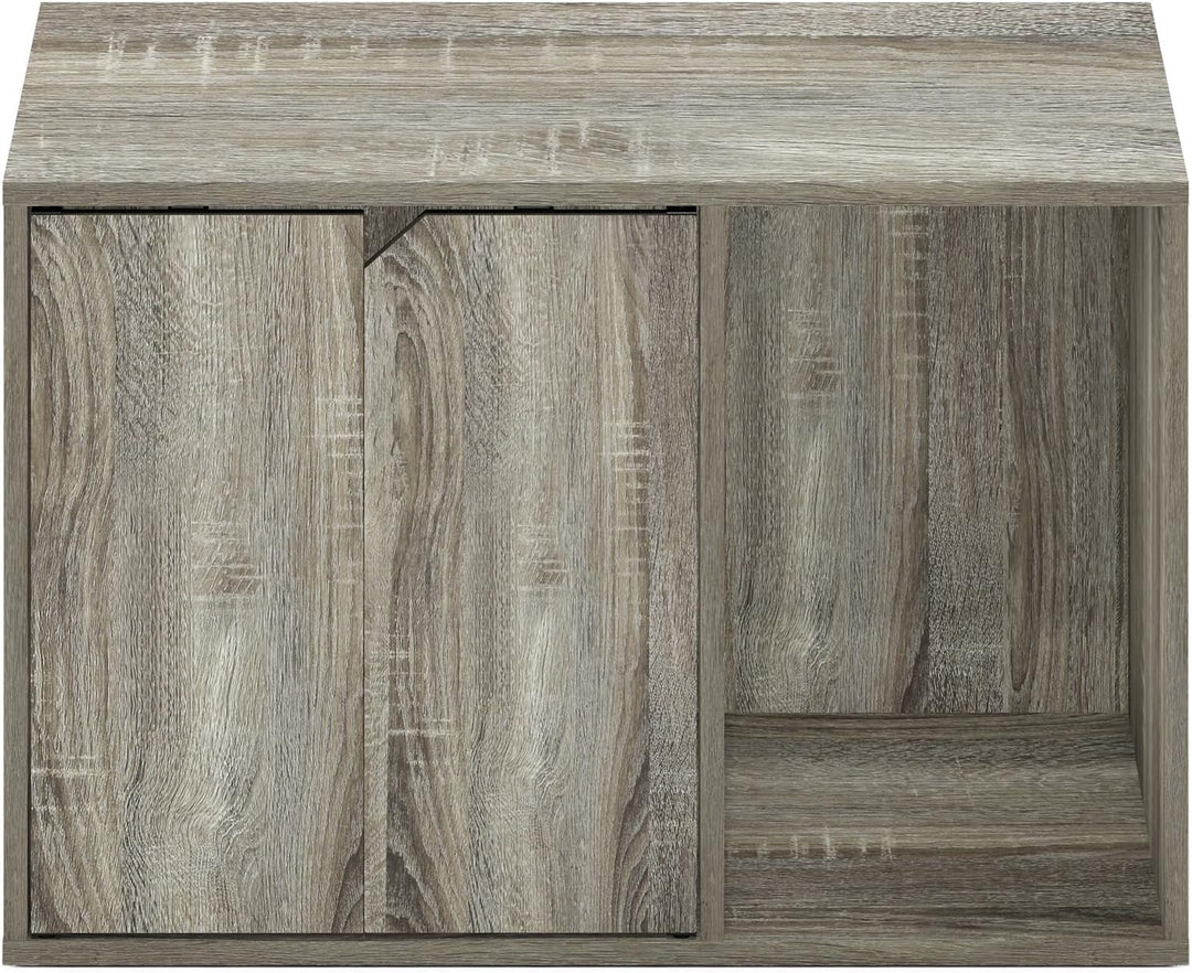 Furinno Peli Small Litter Box Enclosure, French Oak Grey French Oak Grey S, French Oak Grey S