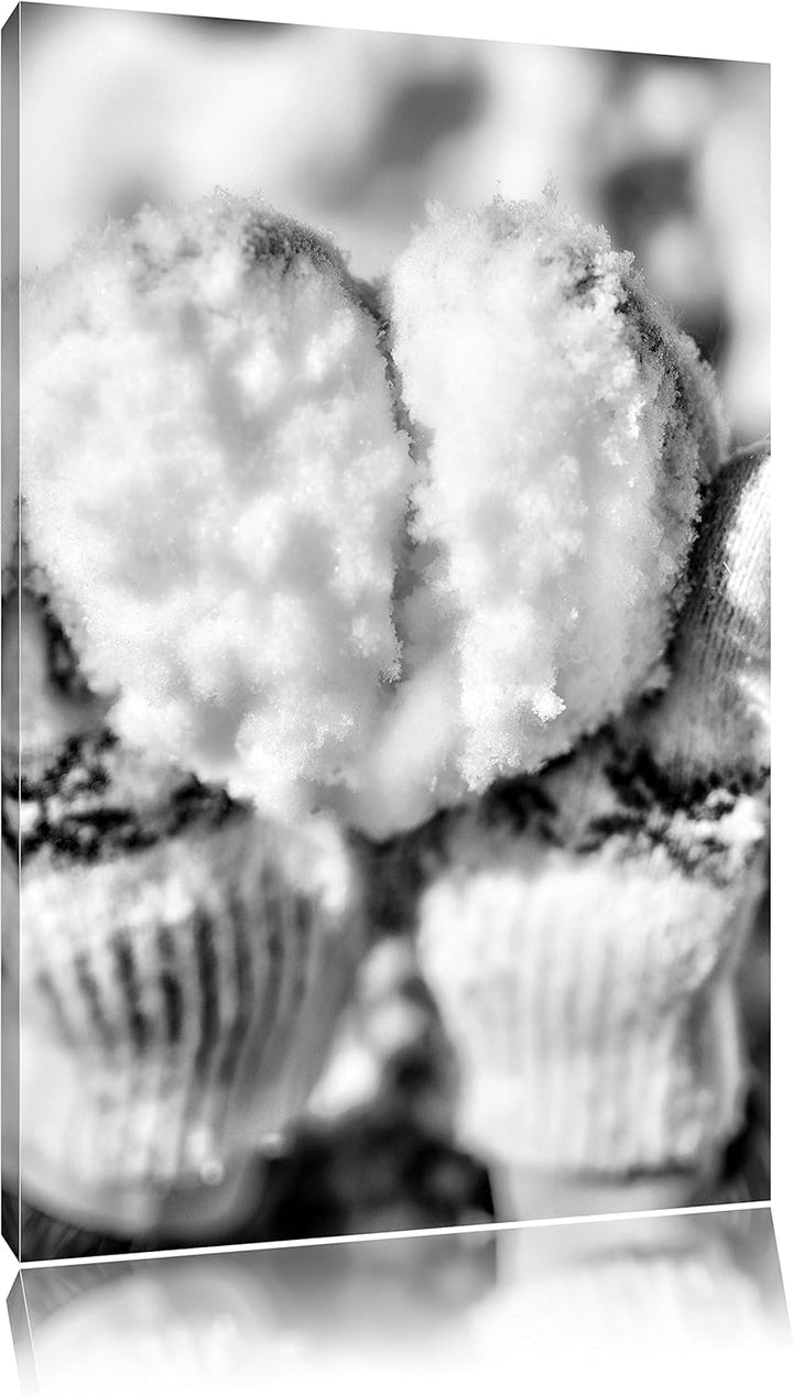 Pixxprint Herz aus Schnee als Leinwandbild | Grösse: 100x70 | Wandbild| Kunstdruck | fertig bespannt