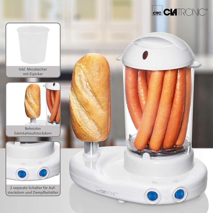 Clatronic HDM 3420 Hot-Dog-Maker inklusiv Eierkocher, weiss 251136 & Bestron Kontaktgrill mit Auffan