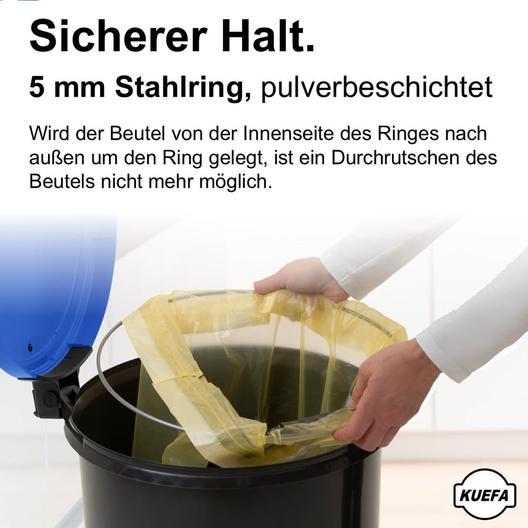 KUEFA VL 60l Müllsackständer, Mülleimer, Sammelbehälter mit Scharnierdeckel für den Gelben Sack, Pfa