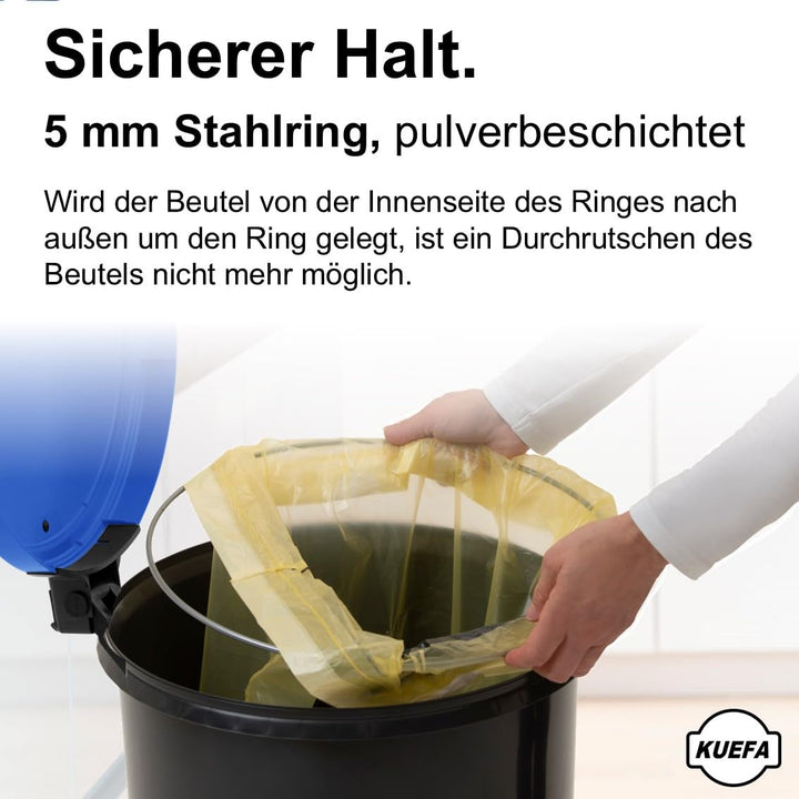 KUEFA VL 60l Müllsackständer, Mülleimer, Sammelbehälter mit Scharnierdeckel für den Gelben Sack, Pfa