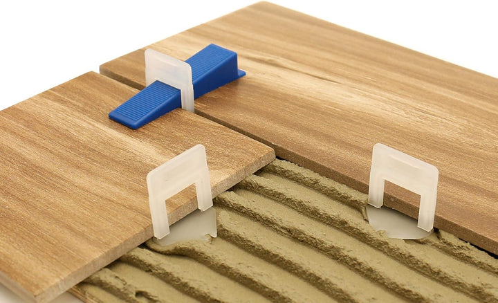 Lantelme Starter Kit Set mit 100 Stück Fliesennivelliersystem Zuglaschen für 1,5mm Fugenbreite und 5