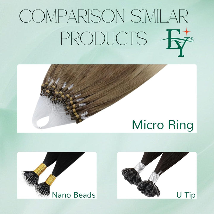 Easyouth Echthaar Microring Extensions Ombre Aschbraun Micro Loop Extensions Echthaar Naturlich Micr