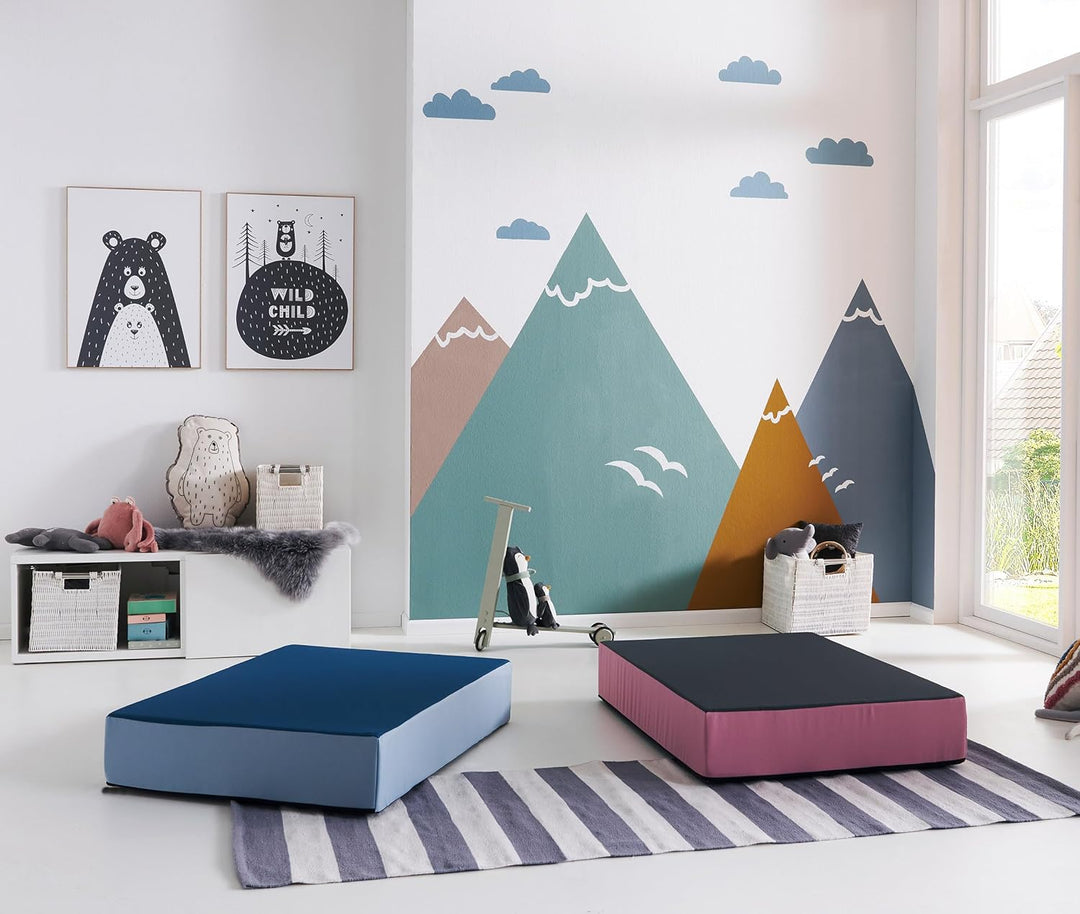 Jump Hüpfpolster 99 x 75 x 18 cm - blau oder rosa - Hüpfmatratze für Kinder ab 3 Jahre bis 40 kg - S
