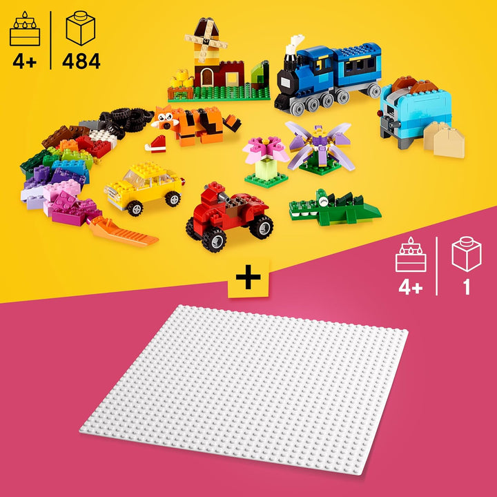 Lego Classic Bausteine Box Mittelgross + Weisse Lego Platte: Aufbewahrungsboxen & Lego Platten Bundl