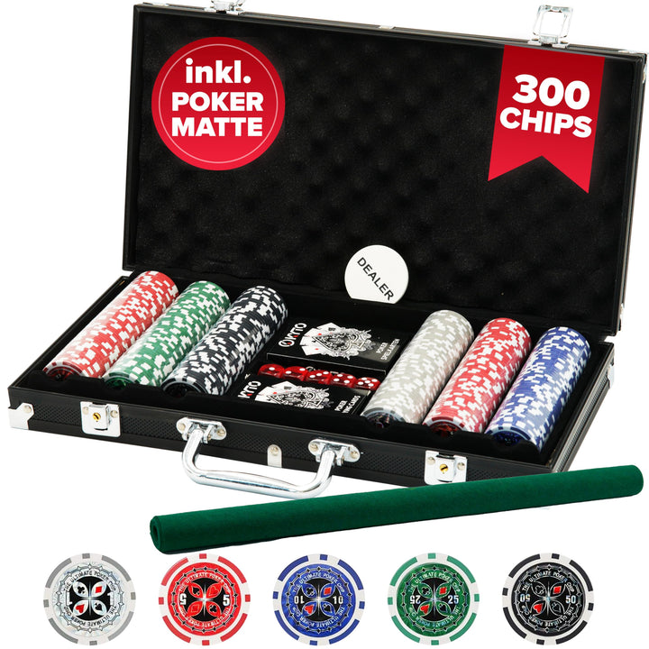 Kyto Pokerkoffer 300-tlg. Poker Set - Ideales Texas Holdem Set - Mit Koffer, Pokerchips, Pokerkarten