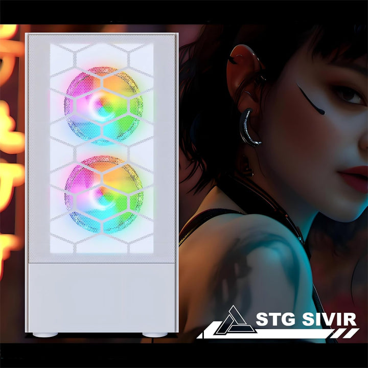STGsivir Gaming PC, Ryzen 5 3400G bis zu 4.2 Ghz,16G DDR4,512G SSD,WLAN 6,BT5.0,RGB Lüfter x3,Window