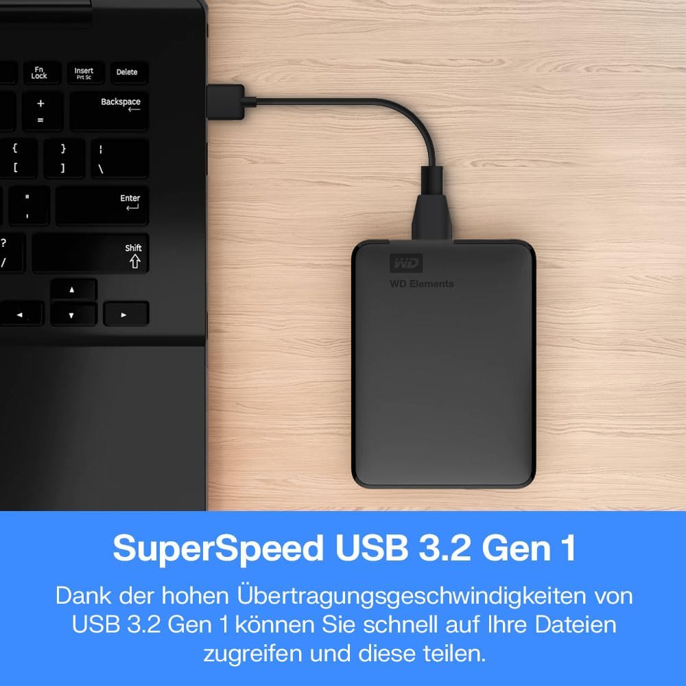 WD Elements Portable externe Festplatte 1 TB (mobiler Speicher, USB 3.0-Schnittstelle, Plug-and-Play