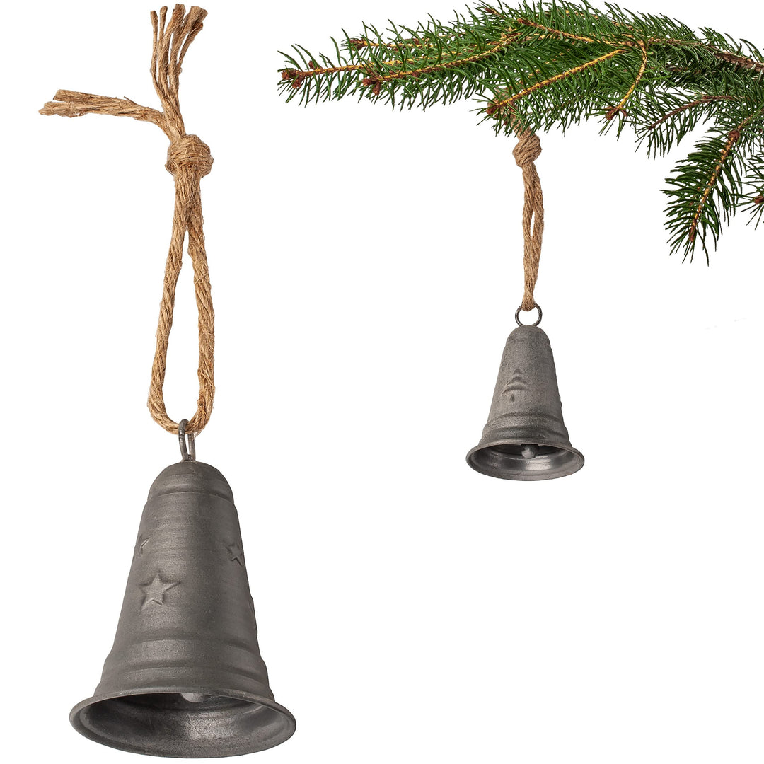 6 Stück Metall Glocken/Klingeln - 11 cm - wetterfest - Winter & Weihnachten - zum Aufhängen & Hintel