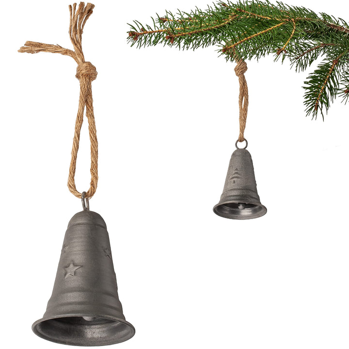 6 Stück Metall Glocken/Klingeln - 11 cm - wetterfest - Winter & Weihnachten - zum Aufhängen & Hintel