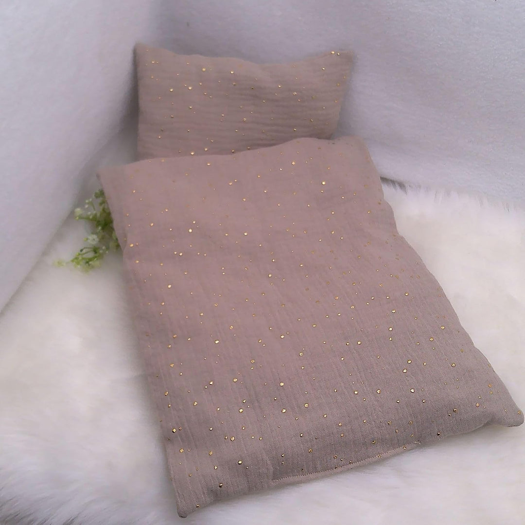 Puppenbettwäsche aus Musselin, Umbra, Decke 40h x 35b, Kissen 16h x 20b. Umbra Gross, Umbra Gross