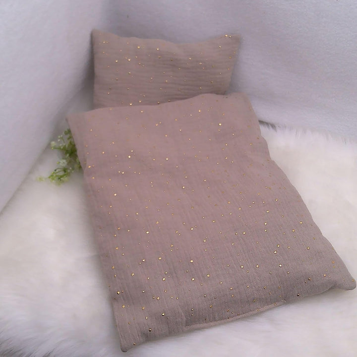 Puppenbettwäsche aus Musselin, Umbra, Decke 40h x 35b, Kissen 16h x 20b. Umbra Gross, Umbra Gross