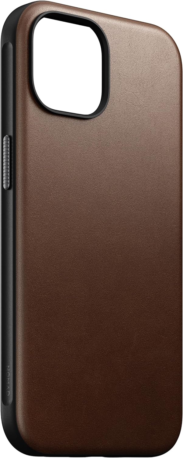 NOMAD Modern Leather Case | für iPhone 15 | Schutzhülle aus Polycarbonat und hochwertigem Echtleder
