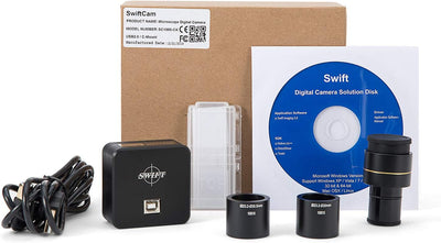 Swiftcam 10 Megapixel Kamera für Mikroskope, mit Reduzierobjektiv, Kalibrierungsset, Eyetube-Adapter