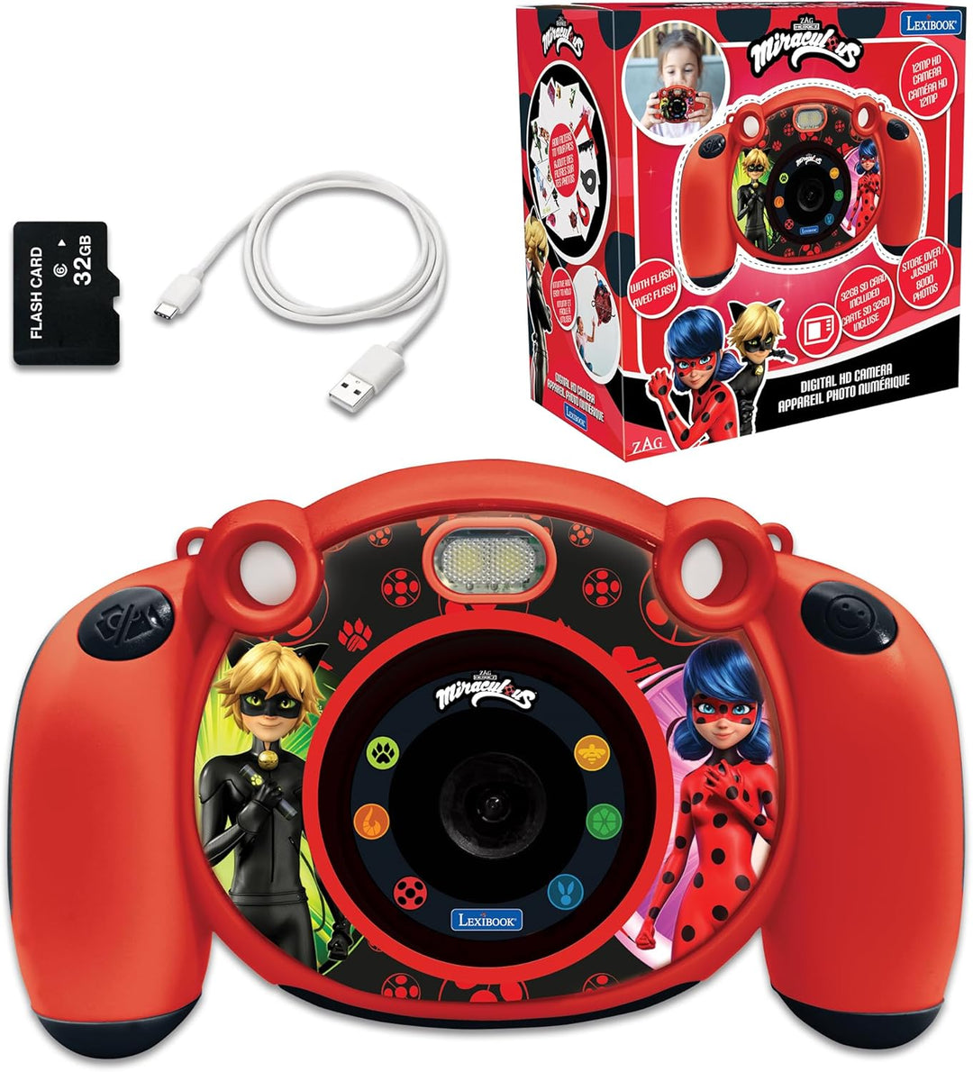 Lexibook - Miraculous Ladybug Cat Noir - 4-in-1-Kinderkamera mit Foto-, Video-, Audio- und Spielfunk
