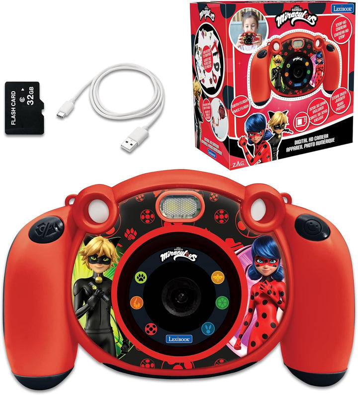 Lexibook - Miraculous Ladybug Cat Noir - 4-in-1-Kinderkamera mit Foto-, Video-, Audio- und Spielfunk