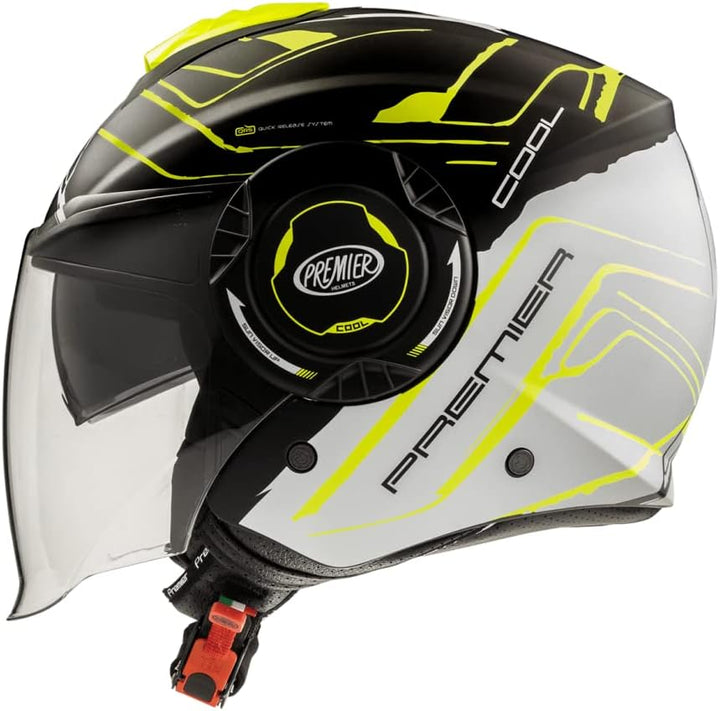 Premier Unisex-Adult Cool Evo Helm XS Nero, Grigio Chiaro Con Profili Gialli, XS Nero, Grigio Chiaro