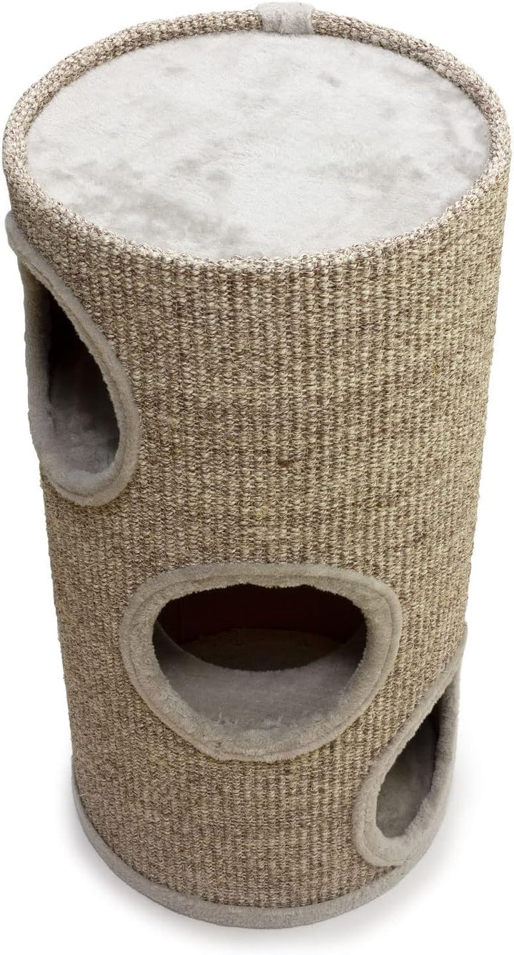 Arquivet Kratzbaum rund beige mit Löchern für Katzen - 36 x 36 x 70 cm - Kratzbaum für Katzen - Vert