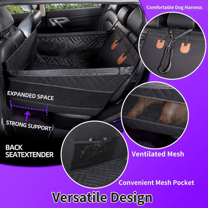 Autositz für Hunde, grosses Format, 73 x 53 x 53 cm – sicherer Hundekorb mit 4 Gurten – faltbar, was