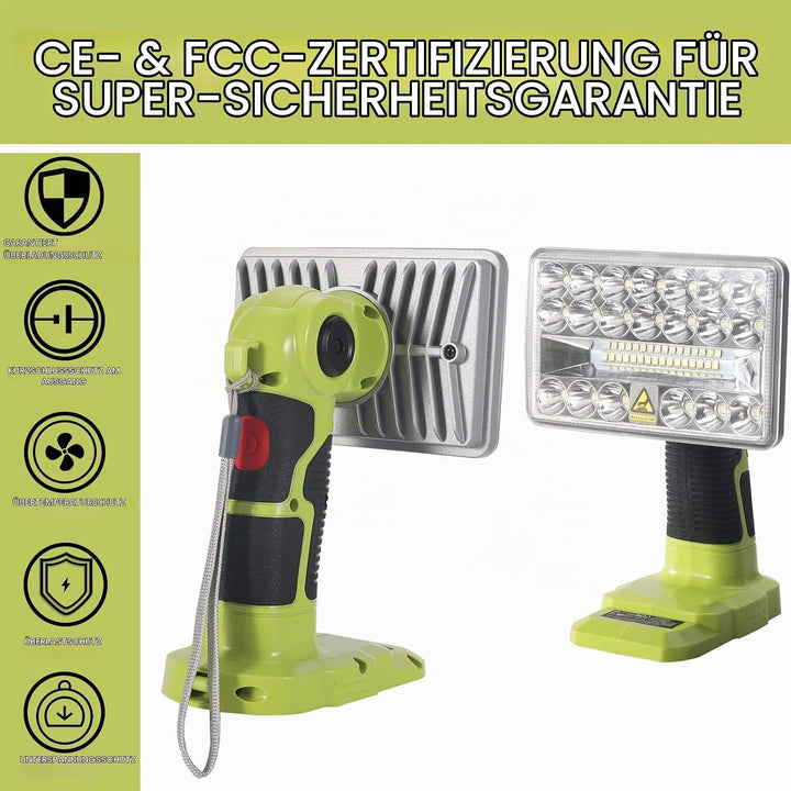 YEX-BUR 2000LM kabellose LED-Arbeitslichttaschenlampen Powered by Ryobi 18-Volt ONE + Lithium-Ionen-