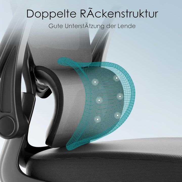 Farini Schreibtischstuhl mit Kleiderständer Bürostuhl Ergonomisch mit Verstellbarer Kopfstütze, Offi